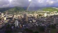 Rainbow over downtown Honolulu, Hawaii 4K