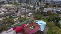 Drone Footage Genom Seattle, WA nära Space Needle
