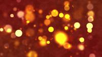 Yellow soft bokeh lights floating slowly on dark red fog