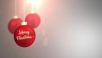 Röd rörlig bauble ball faller ner Merry Christmas festlig säsongsbetonad fest platshållare grå bakgrund