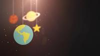 planètes design plat tombant suspendu à une chaîne fond noir étoile terre saturn