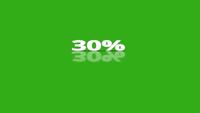 30 percent icon jumping towards camera with clean green background