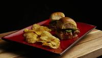 Rotating shot of delicious pulled pork sliders - BBQ 097