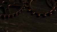 Rotating stock footage shot of antique and weathered watch faces - WATCH FACES 039