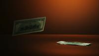 Billets de 100 dollars américains tombant sur une surface réfléchissante - MONEY PHANTOM 002