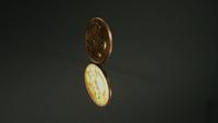 Pièce d&#39;or tournant en ultra-lent mouvement (1 500 pieds / s) sur une surface réfléchissante - MONEY COIN PHANTOM 002