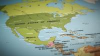 World Map Flight Over Background