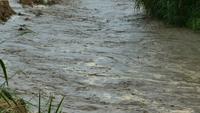 Die gefährliche Sturzflut des Wassers fällt in der Regenzeit