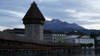 Chapel Bridge and Water Tower in Luzern City - Switzerland