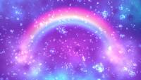 Ein funkelnder Regenbogen in einem lila Hintergrund