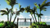 Green palm trees by the beach
