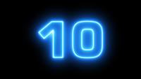 Neon light glowing countdown from 10 to 0 seconds.