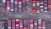 Área de carga industrial inteligente AI com navio porta-contêineres