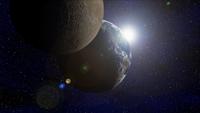 The Earth And Moon In Space