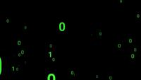 Green binary code spreading on the screen