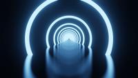 Sci-Fi Dark Room med cirkelneonbelysning