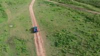 Top view over the dirt road